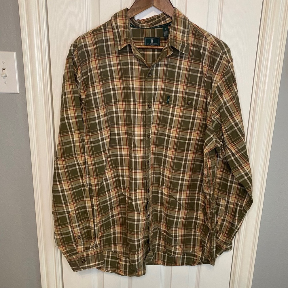 GH Bass and Co Mens XL Green Plaid Long Sleeve Button Down Cotton Shirt